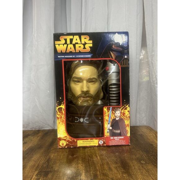 Qui-Gon Jinn Qui Gon Costume Kit Vintage Star Wars Episode I Mask & lightsaber - Picture 1 of 8